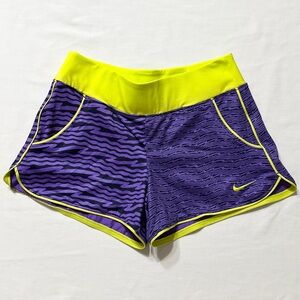 Nike Dri-Fit Women’s Yellow/Purple Zebra Print Athletic Shorts w/Pockets - S